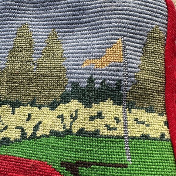 Needlepoint Liz Goodrick Dillon Christmas Stocking Santa Golfer "MARK" COMPLETED - Picture 4 of 13